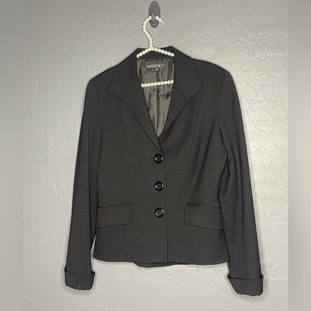 Lafayette 148 New York Black V-neck Blazer